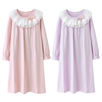 

2020 Girls Pajama Dress Lace Princess Girls Nightgown Teen Big Girls Night Dress Long Sleeve Girls Home Wear
