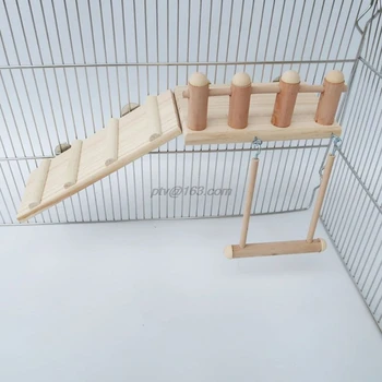 

Bird Perches Cage Swing Toys Wooden Hamster Play Gyms Platform Stand with Climbing Ladder for Baby Lovebird Chinchilla