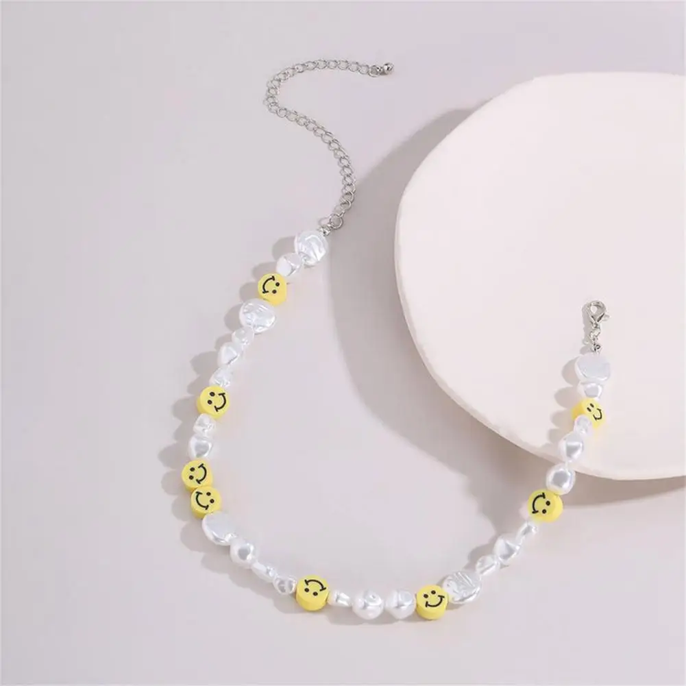 Face Choker Beads Necklace Irregular Pearl Cute Summer Y2K Collar Pearl Necklace for Teen Girls Women 2