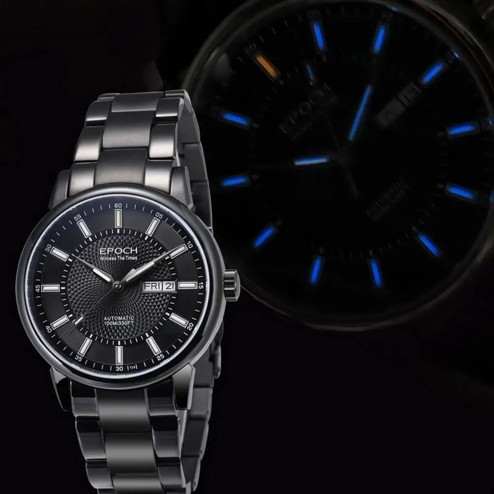 Тритий часы мужские, автоматические часы EPOCH мужские роскошные T100 светящиеся водонепроницаемые механические наручные часы reloj hombre 6039G-A - Цвет: watch men p9