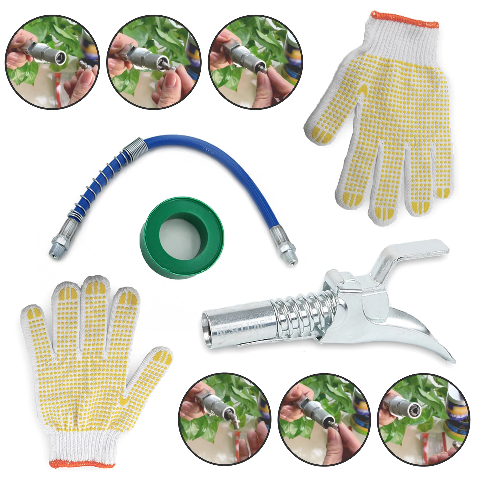 Grease Gun Adapter Hose Kit Gun Lock Grease Coupler Quick Release Lock