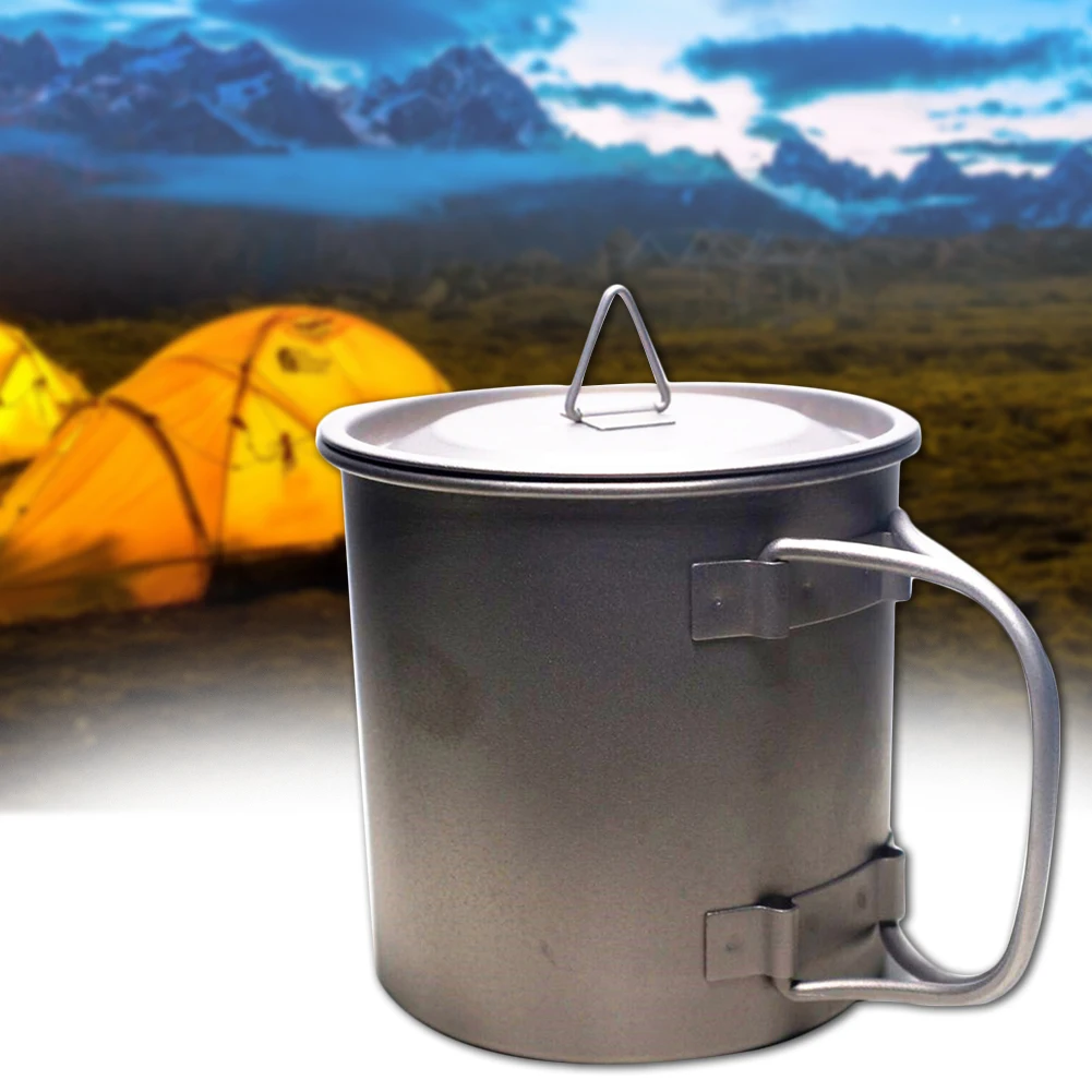 

Hiking Solid Outdoor Military Camping Kettle Durable With Lid Travel Handle Canteen 400ML Water Bottle Army