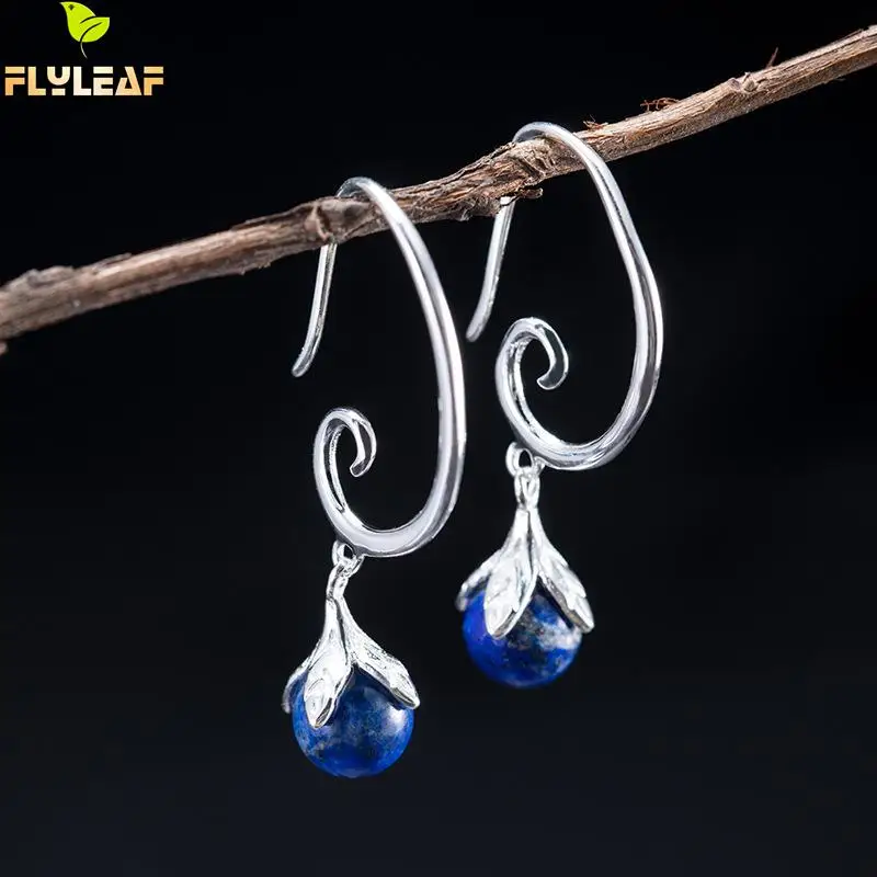 

Retro Lapis Lazuli Fruit Drop Earrings For Women 925 Sterling Silver Court Style Female Girl Vintage Jewelry 2021 New