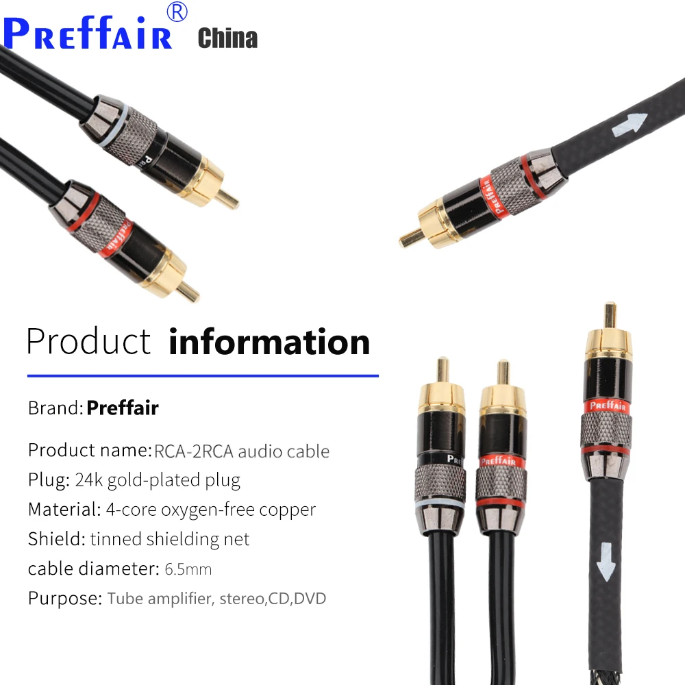 One Pcs Preffair Signal Interconnect Cable With One To Two Rca Plug ...
