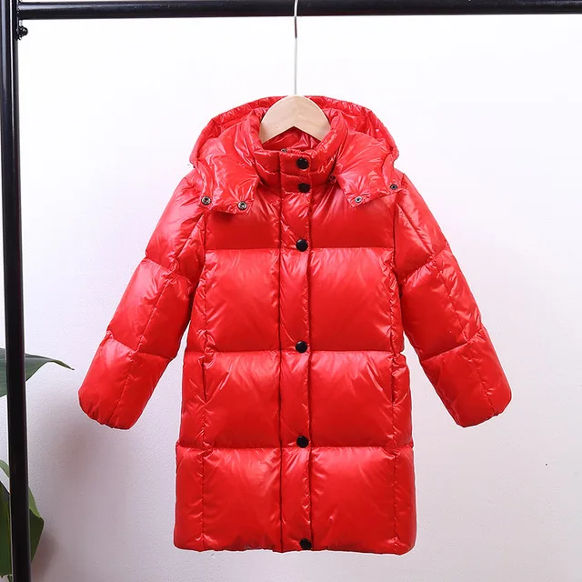 Детские пуховые пальто для мальчиков куртка для девочек осенне-зимнее детское длинное плотное пальто Модная пуховая хлопковая верхняя одежда ветрозащитная одежда с капюшоном