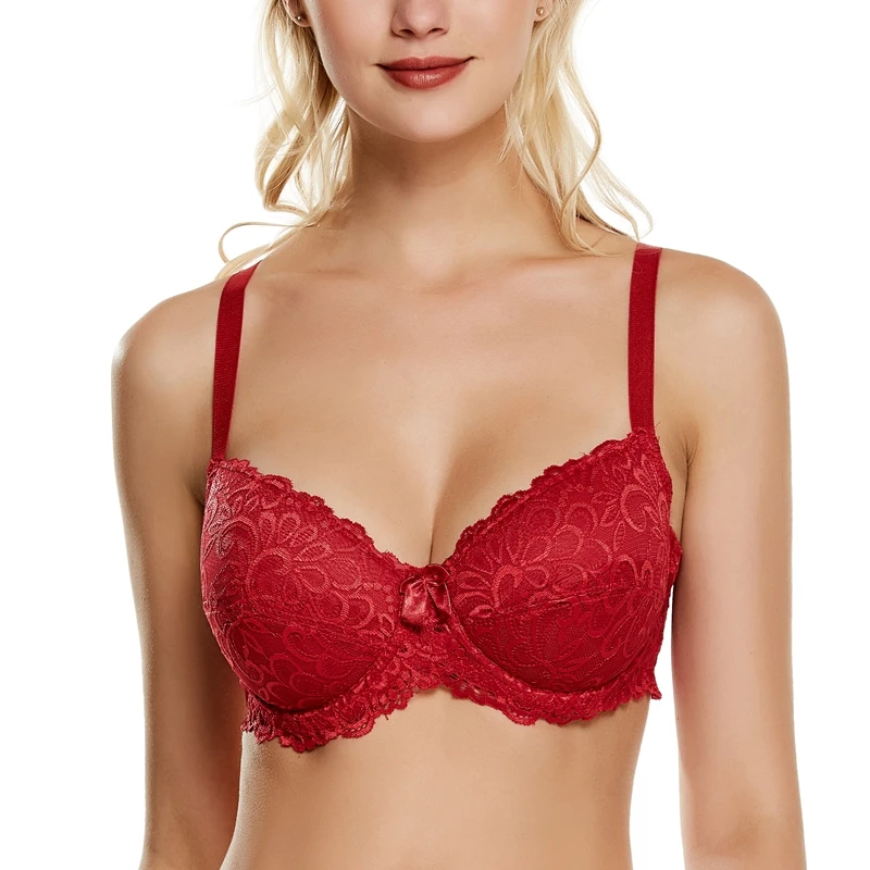 Beauwear женское сексуальное нижнее белье полная чашка хлопок мягкий цветочный кружевной бюстгальтер 34C-42DD бюстгальтер на косточках без косточек размера плюс бюстгальтер Топ - Цвет: B2-Red