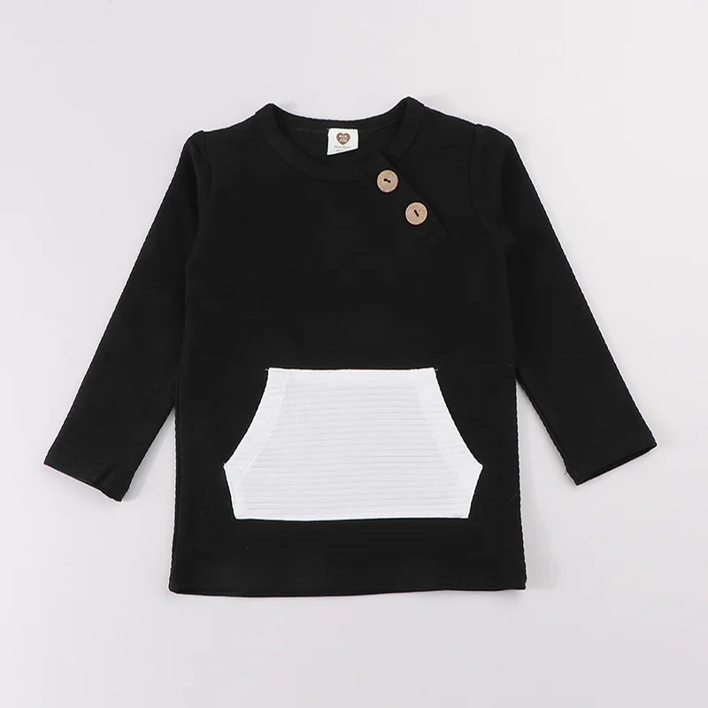Top KDS T-Shirt mit langen Ärmeln, elegantes Outfit, Winter-T-Shirt mit gerippten Kontrasttaschen, Jungen- und Mädchenkleidung, Herbst- und Winter-T-Shirt für Kinder – Detail 1