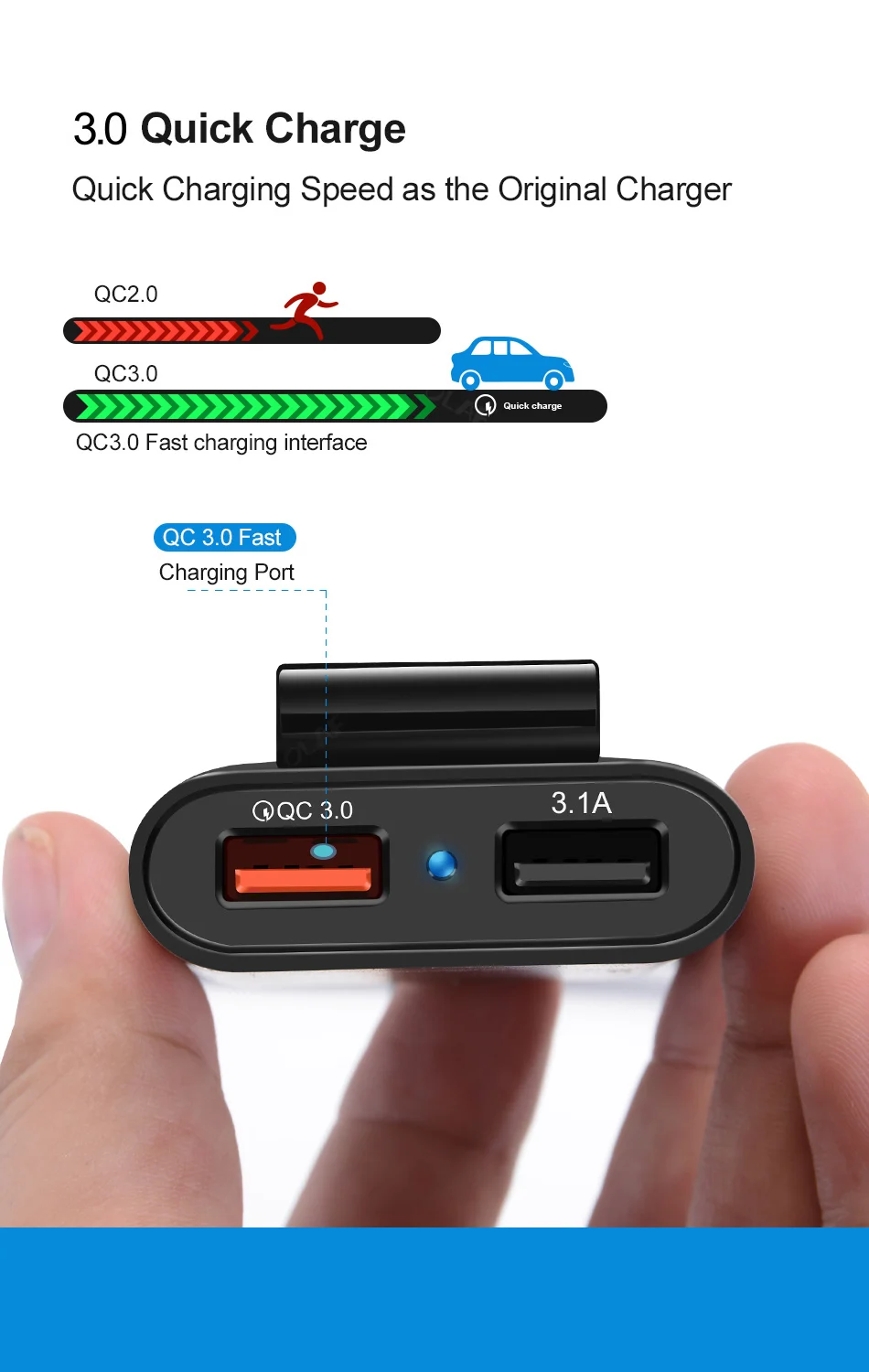 60 Вт 8А переднее/заднее сиденье 4 порта USB быстрая зарядка 3,0 Автомобильное зарядное устройство для iPhone huawei быстрое зарядное устройство для телефона Xiaomi samsung Зарядка