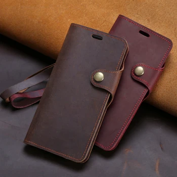 

Leather Flip Phone Case For Samsung Galaxy S20 Ultra S6 S7 Edge S8 S9 S10 Plus S10e Note 8 9 10 Lite Crazy Horse Skin Wallet Bag