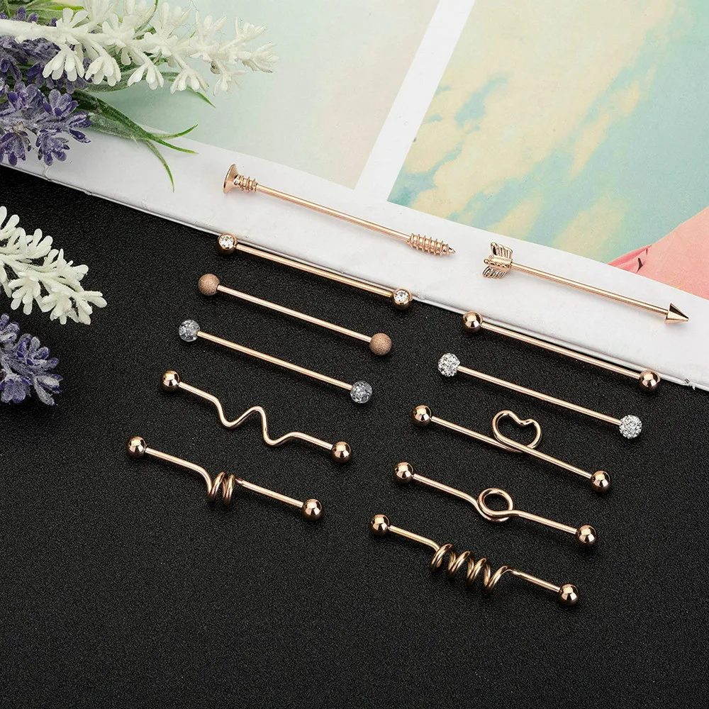 14G Surgical Steel Industrial Barbell for Women Men Cartilage Earring Helix Body Piercing Jewelry 1 1/2 Inch 38mm 1pc piercing jewelry body piercing jewelry body jewelry ear piercing jewelry body piercing earrings metal jewelry