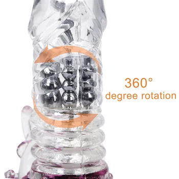 Dual Vibration Wand Butterfly Vibrator Sex Toys Telescopic Rotating Bead Rods Dildo USB Rechargeable Vibrators for Women 6