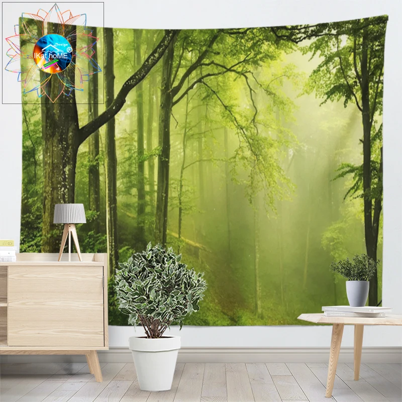 Шикарный лес в тумане гобелен настенный подвесной богемное украшение Хиппи Мандала психоделический гобелен tapiz pared tela grande 200*300 см