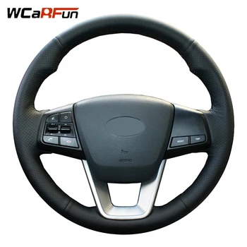 

WCaRFun Hand-stitched Black Artificial Leather Auto Car Steering Wheel Cover for Hyundai ix25 2014 2015 2016 Creta 2016 2017