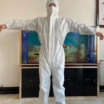 

Civil Siamese Protective Clothing Dust Suit Isolation Gown Clothes Non-Woven Cloth Disposable Medical Clean 1 Piece
