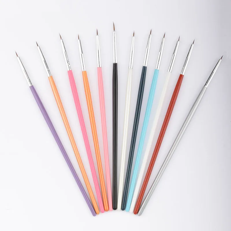 Colorful Nail Brush Pen Design Line Drawing Nail Art Brush Set 12 Pcs For UV Gel Liner Painting beauty Cosmetic Tools