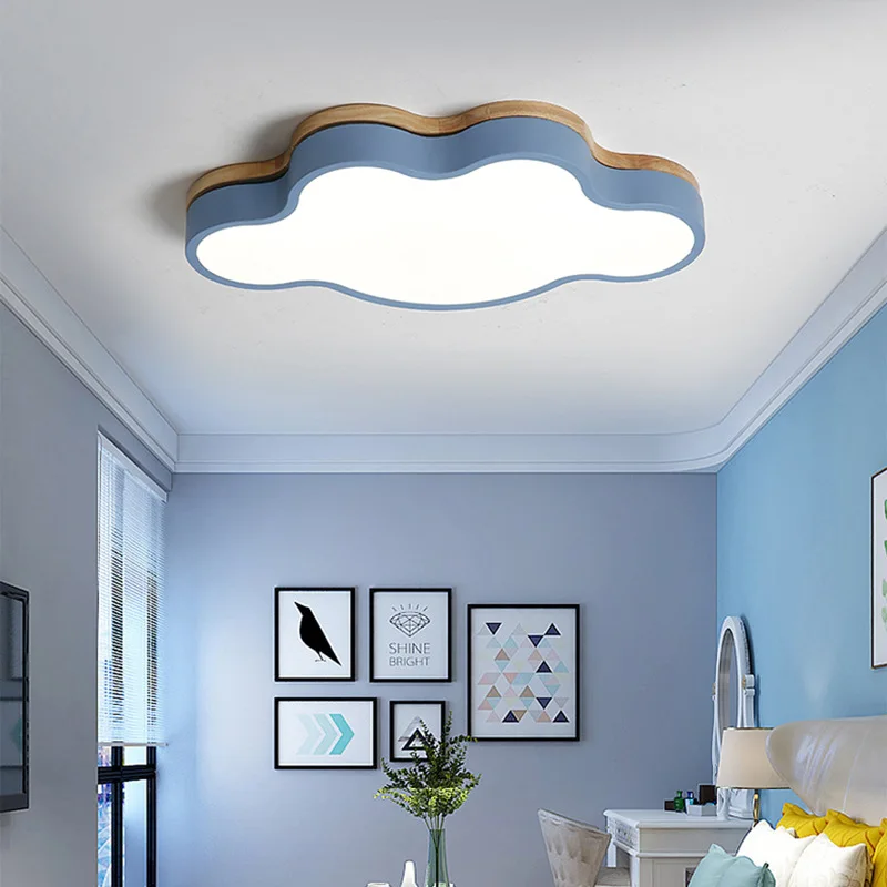 

Northern European-Style LED Ceiling Lamp Creative Cloud Logs And Iron Art Macarons Bedroom Lamp Simple Lamps Manufacturers Direc