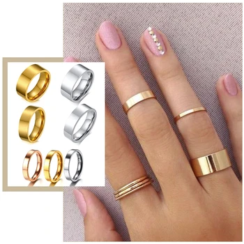 MEGA DESCUENTO ❤️ Anillos de boda minimalistas simples para mujer, 2/4/6/8mm de ancho, acero inoxidable, regalo de fiesta de cumpleaños, joyería para dedos - discount item 50% OFF Joyas y complementos