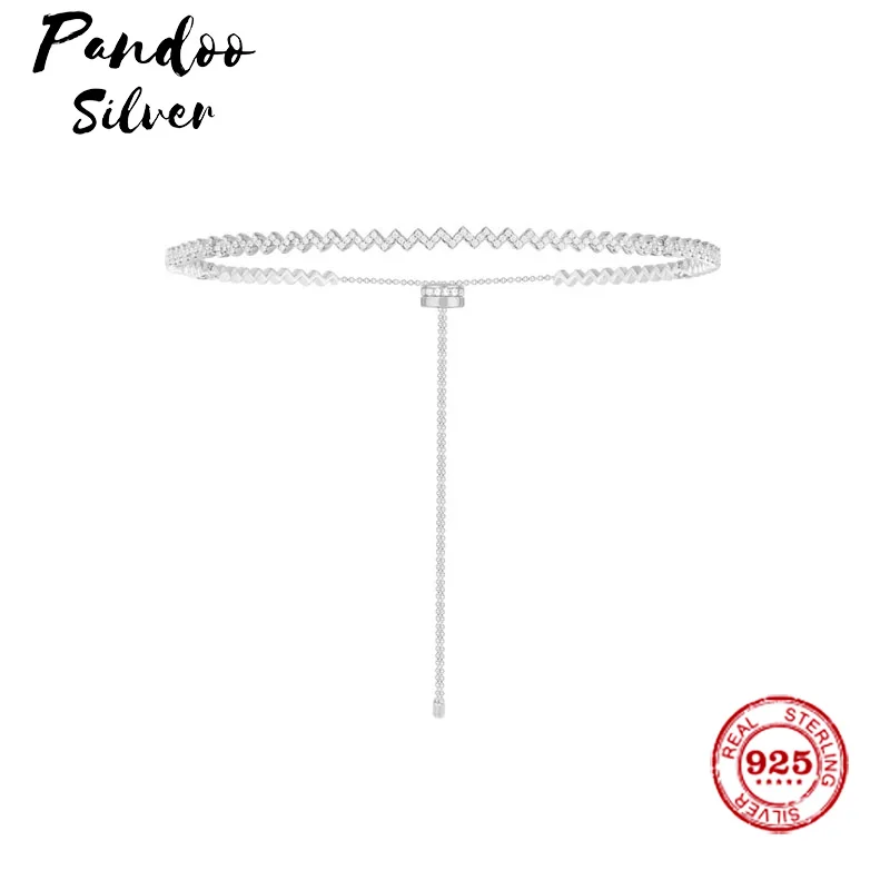 

Fashion Charm Sterling Silver Copy 1:1 Copy,Silver Up And Down Choker Women Monaco Jewelry Gift With Logo