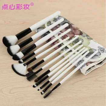 

Factory Direct Selling 12 Black Flower Makeup Brush 12 of Black And White with Pattern Flower Bag Makeup Brush Beauty Tool Kit