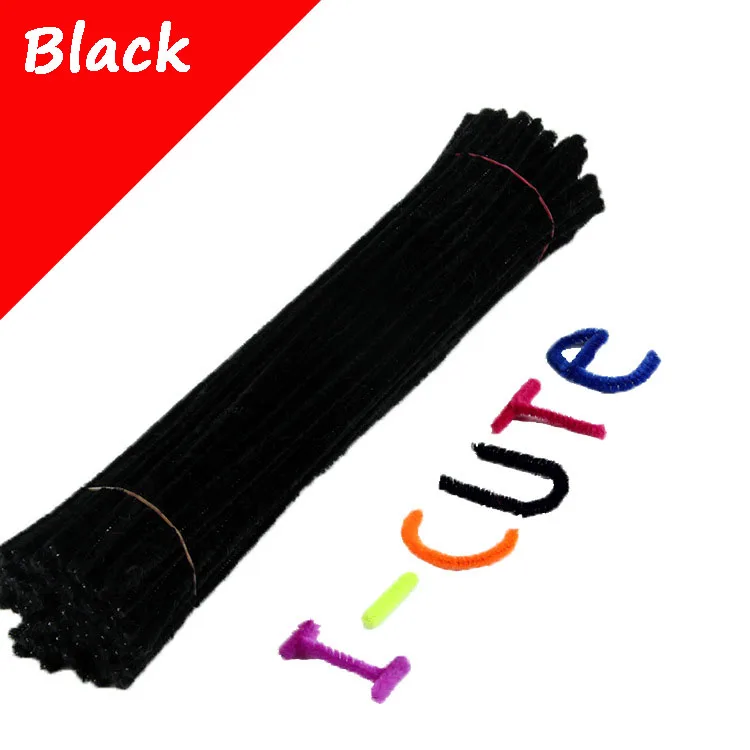black 30/50/100 шт 34 видов цвет стебли синели, очистители труб ручной работы DIY Искусство ремесло Материал для творчества ручной работы для детей - Цвет: black