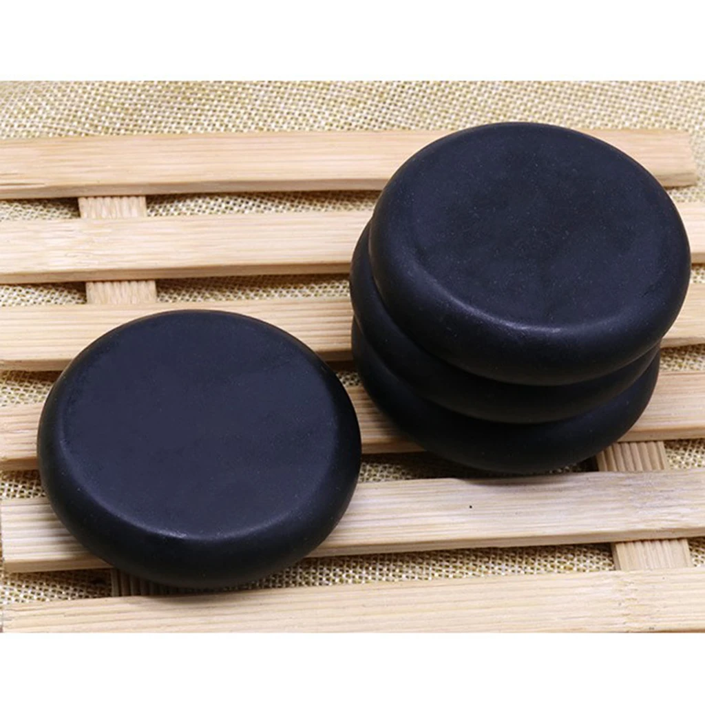 4Pcs Black Lava Natural Energy Massage Stones for Personal SPA Hot Compress Spa Rock Basalt Body Health Care Stone