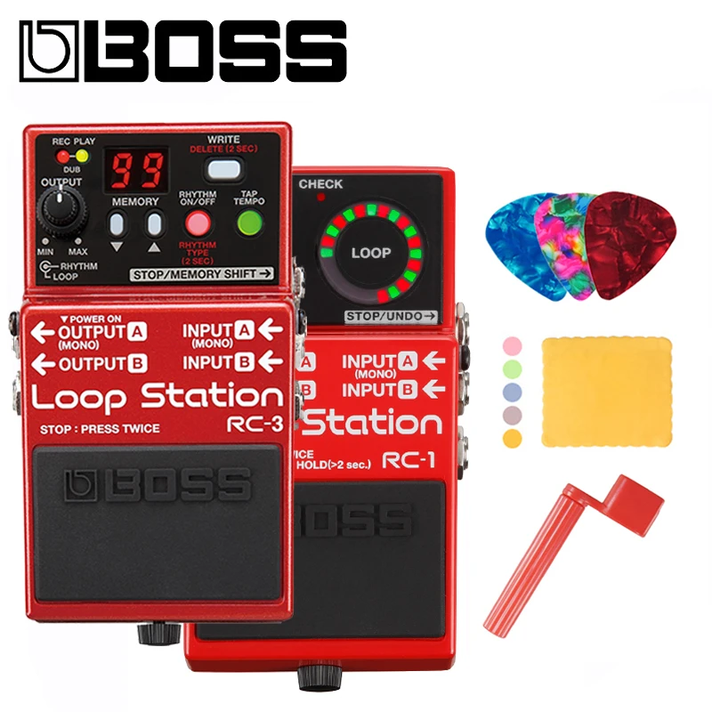 Boss Rc 1 Or Rc 3 Loop Station Pedal For Guitar Bundle With Picks Polishing Cloth And Strings Winder Guitar Parts Accessories Aliexpress