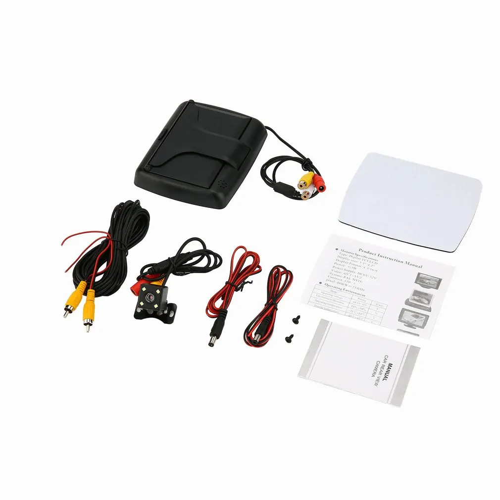 

2In1 Car Parking System Kit 4.3"Folding Car in-Dash Monitor Rear view Display Monitor Waterproof Reversing Backup Camera