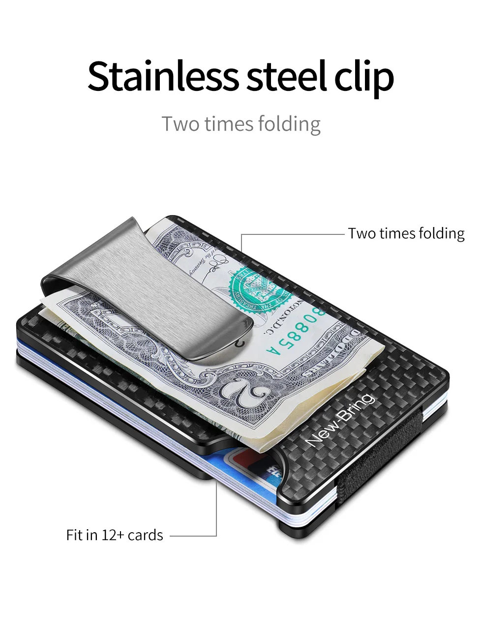 NewBring минималистичный кошелек из углеродного волокна RFID блокирующий держатель для карт чехол для кредитных карт для мужчин и женщин мужской женский кошелек для денег