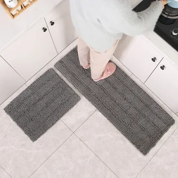 

Chenille solid color bathroom non-slip mat bedroom rectangular door mat kitchen porch non-slip foot pad 2020 new hot sale