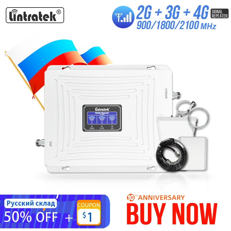 Lintratek 2g 3g 4g Cellular Signal Booster Gsm 900 1800 2100 ...