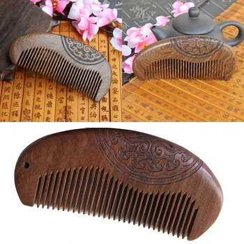 

High Quality Ebony Comb Wood Natural Wood Carved Lettering Hair Health Comb Care Ebony Electrostatic Comb Hair Comb Gift No Z8P9