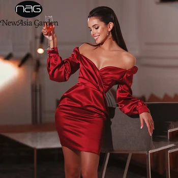 

NewAsia Off Shoulder Sexy Dress Red Long Sleeve Elegant Party Dress V Neck Baodycon Summer Dresses Streetwear Vestidos De Festa