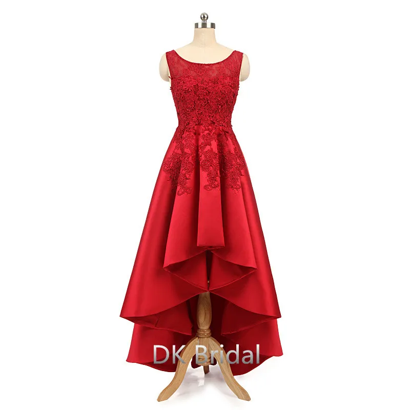 Кружевное коктейльное платье с глубоким вырезом, элегантное женское платье с высоким подъемом, Сексуальные вечерние платья без рукавов, женские плиссированные пляжные красные платья