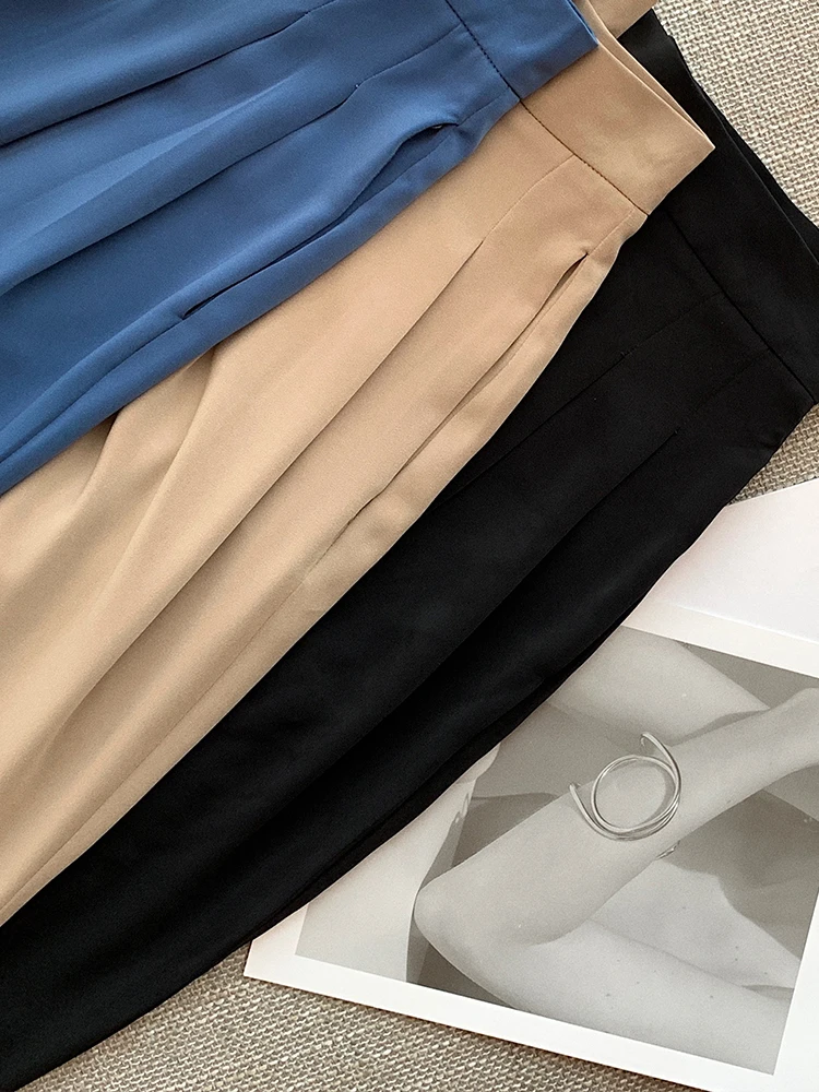 Women Wide Leg Pants Casual Loose Suit Pants Full-length Straight Pants Female Elegant Office Lady Trouser  femme