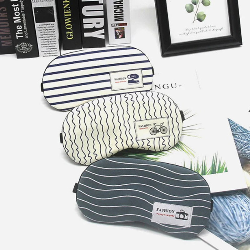 Cartoon Sleeping Mask Eyepatch Soft Eye Sleep Mask Striped Cotton Eye Cover Travel Relaxing Sleeping Aid Blindfold New