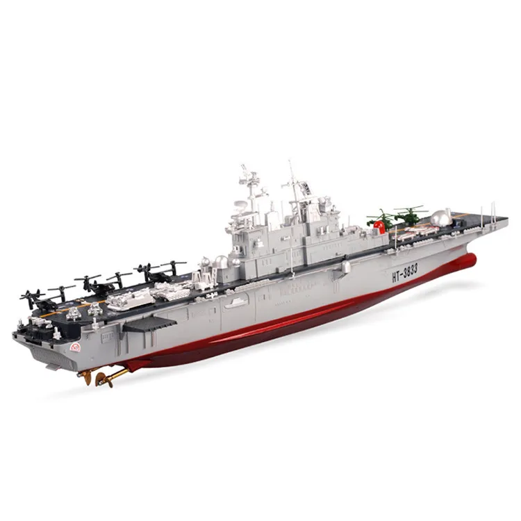 

Hengtai 3833 Remote Control Aircraft Carrier Model Ornaments 2.4G Amphibious Assault Ship Military Boat Speedboat
