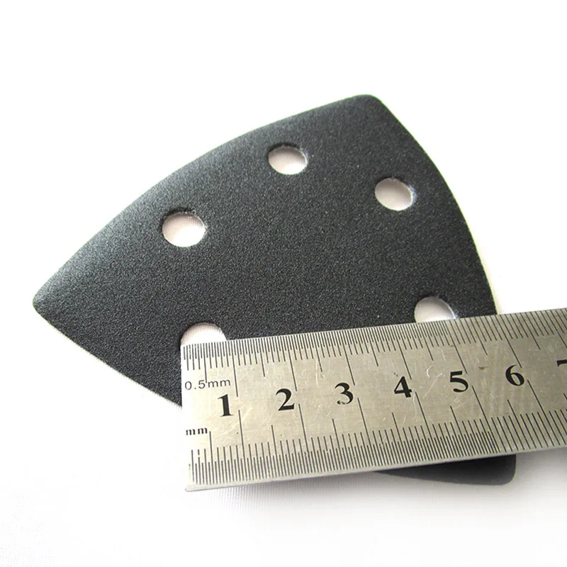 50 шт. 90 мм черное треугольное шлифование бумага 6 отверстий песок бумага лист для осциллирования абразивного инструмента зернистость 60 80 120 240