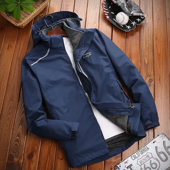 

Winter Male Jacket Three-in-one Detachable Plus Velvet Two-piece Large Size Cold-proof Jacket Loose Casual Coat Zipper Parka Men