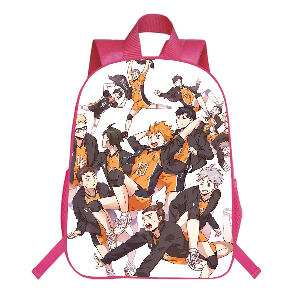 Haikyuu Karasuno Women Backpack Kawaii Pink School Bags Nylon Bookbag Cartoon Travel Bagpack Small School Rugzak Mochilas