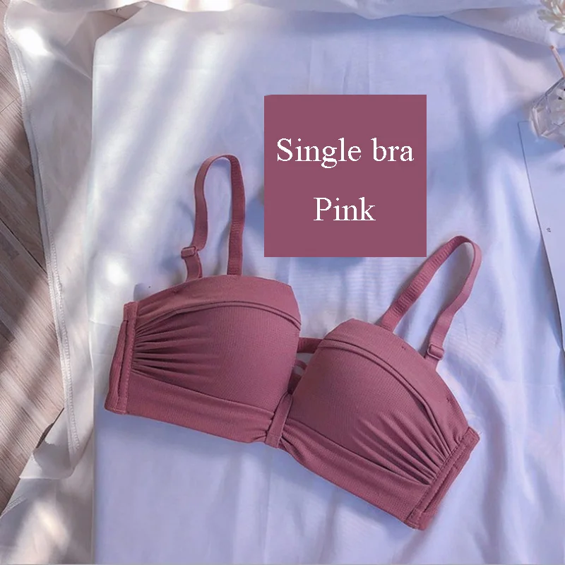 Single bra pink Сексуальный бесшовный регулируемый бюстгальтер и удобные трусы из дышащего материала - Цвет: Single bra pink
