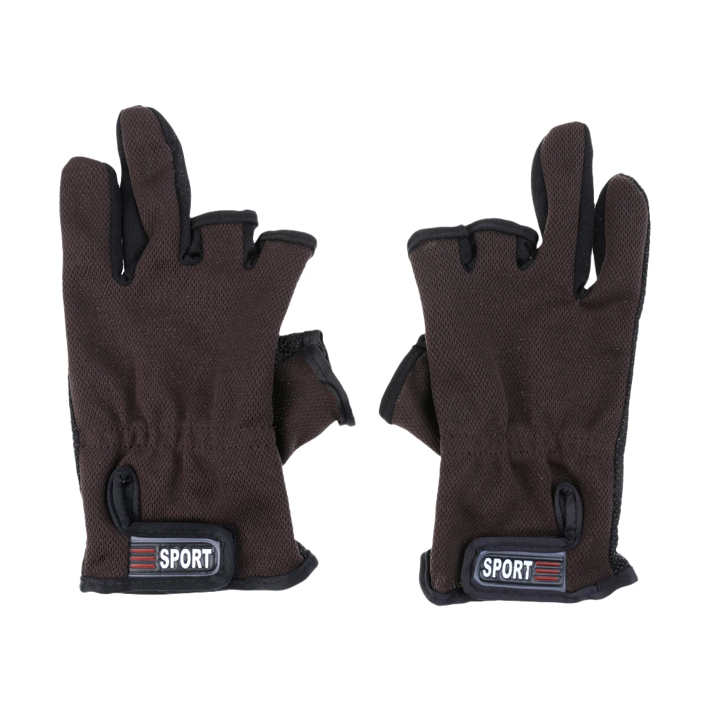 1 Pair Anti Slip 3 Low Cut Finger Fishing Gloves With Adjustable Wrist Strap Fishing Gloves for Fishing Camping 
