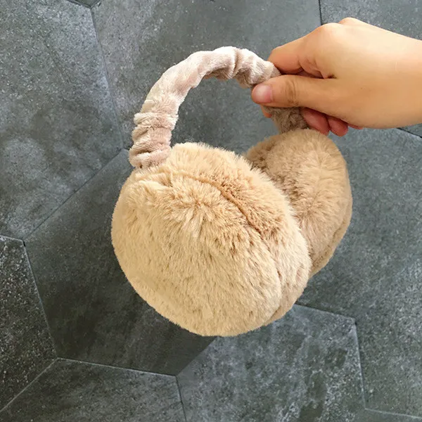 E015 Beige LJCUIYAO, зимние наушники, модные женские и девичьи меховые зимние ухо теплые наушники, наушники, повязка на голову, новые, унисекс, сохраняющие тепло, плюшевые - Цвет: E015 Beige