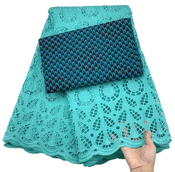 

Latest Green cotton lace fabric High Quality Swiss Voile Lace In Switzerland Dry Cotton African Lace Fabric For Party dress