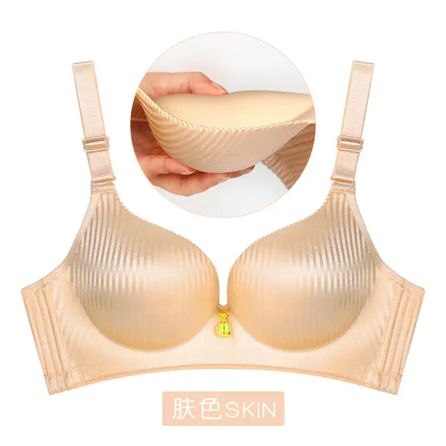 Super Push up Thickened 6cm Women Sexy Bra Small Chest Adjustable Bread Cup Bra Top Girl's Wireless Comfortable Underwear Beige