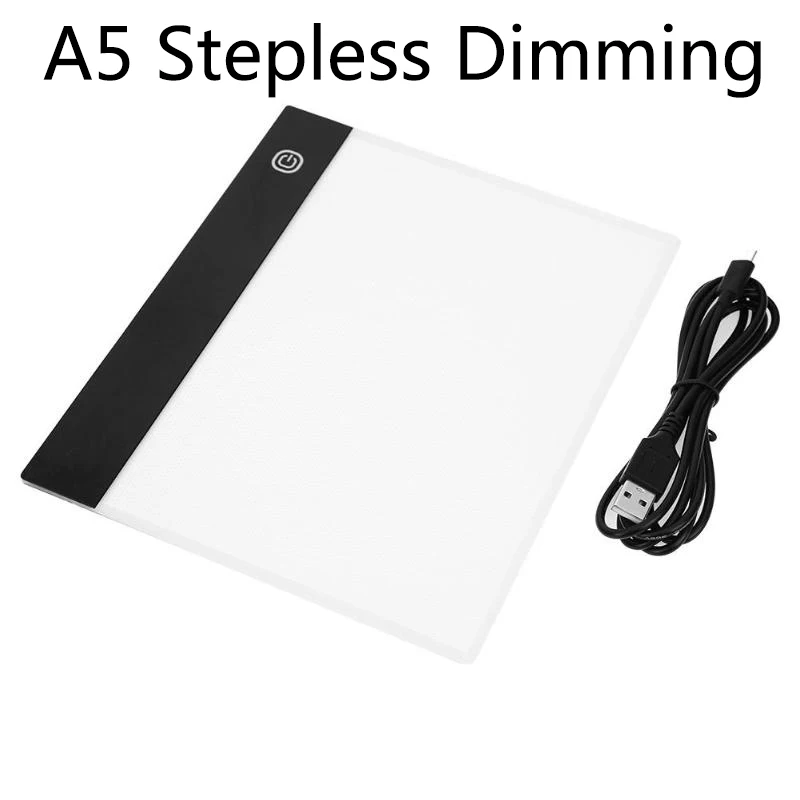 A5 Stepless Dimming ALLOYSEED A3 A5 светодиодный цифровой светильник в виде планшета коробка сенсорное управление затемненный рисунок Трассировка анимация копировальная доска настольная панель пластина - Цвет: A5 Stepless Dimming
