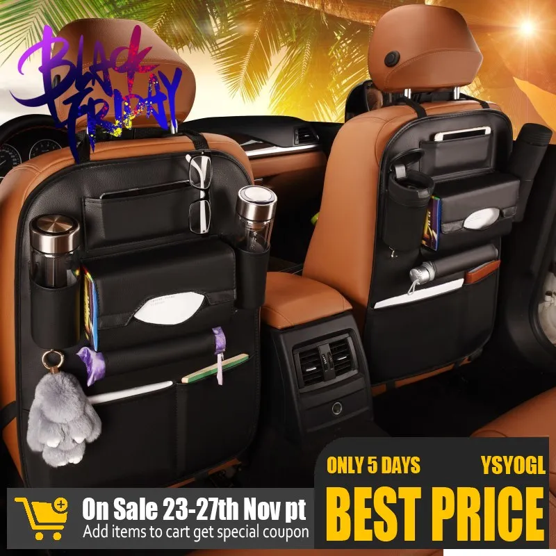 2020 New Car seat back storage Organizer bag Universal PU Leather Multifunction storage box Stowing Tidying Pocket Auto Styling