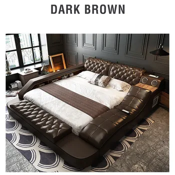 

Multifunction storage bed with massage music design of leather bed