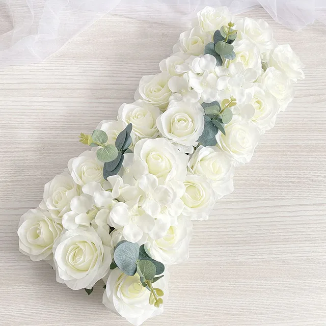 Artificial Peony Rose Hydrangea Row Wedding Background Fake Flower Wall Decoration DIY Combination Wedding Arch Arrangement White A