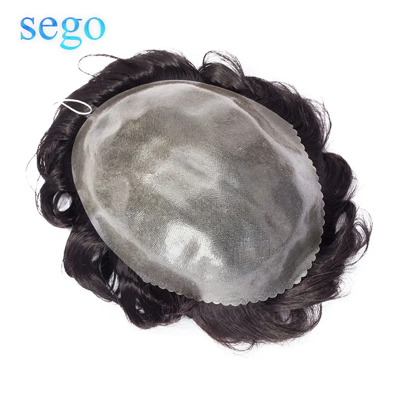 SEGO 8 ''x 10'' тонкий кожанный мужской парик из натуральных волос человеческих