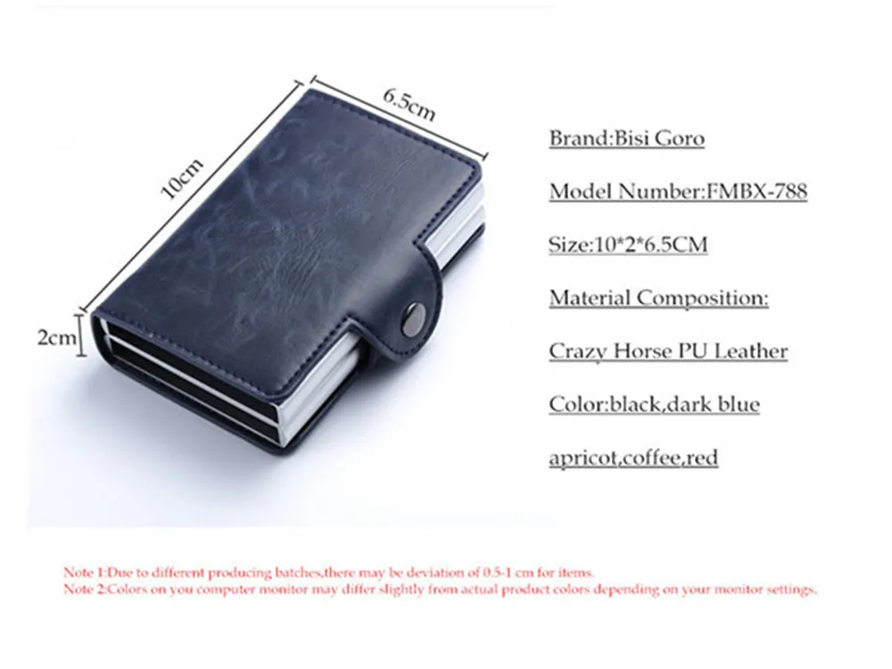 BISI GORO протектор RFID Умный кошелек мужской кошелек для кредитных карт минималистичные кошельки алюминиевые двойные коробки кожаный